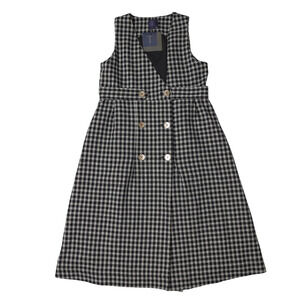 Teen Plaid Blazer Dress Sz XL Open Front Gold Button Double Breasted V-Neck NWT